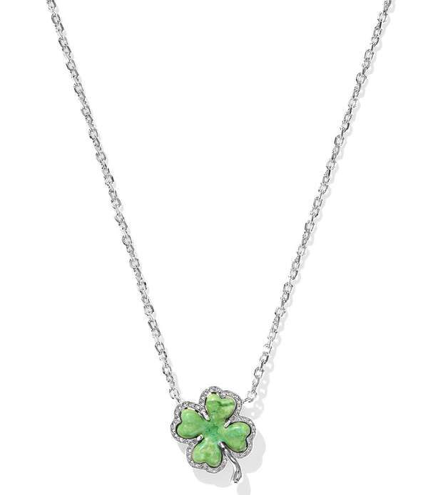 ケンドラスコット レディース アクセサリー ネックレス・チョーカー レース Kendra Scott Clover Short Pendant Necklace Silver Lime Green M 18,446円