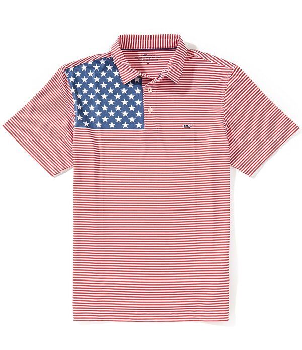 ヴァインヤードヴァインズ メンズ トップス シャツ Vineyard Vines American Flag Sankaty Performance Short Sleeve Polo Shirt A