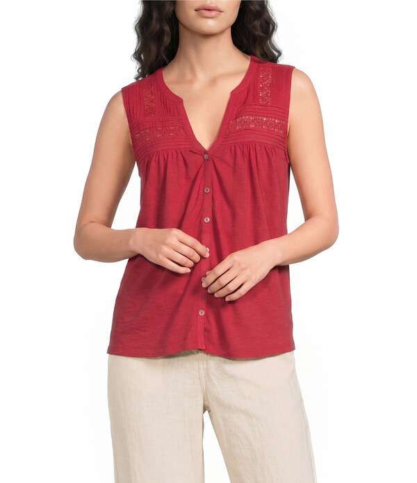 ラッキーブランド レディース トップス タンクトップ Vネック キャップ ニット Lucky Brand Knit VNeck Cap Sleeve Swing Tank Top Deep Clare