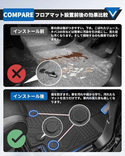 N◆に適合する 新型 スペーシア フロアマット+セカンドマット+ラゲッジマット スペーシア カスタム MK54Sカーマット MK94Sラゲージトレイ 縁高 2023年11月～カスタムパーツ TPE素材 純正交換 特殊なテクスチャデザイン防水 滑り防止 耐汚れ