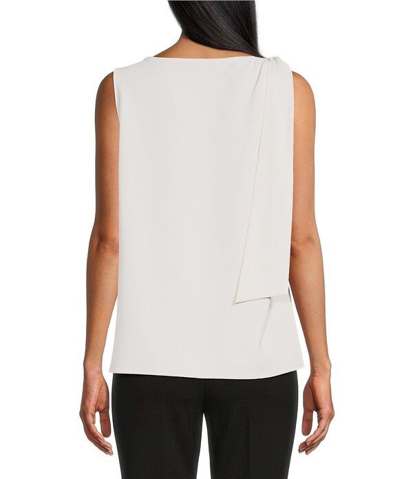 アンクライン レディース トップス シャツ ノースリーブラウス Anne Klein Sleeveless Tie Shoulder Blouse White Dove ホワイト