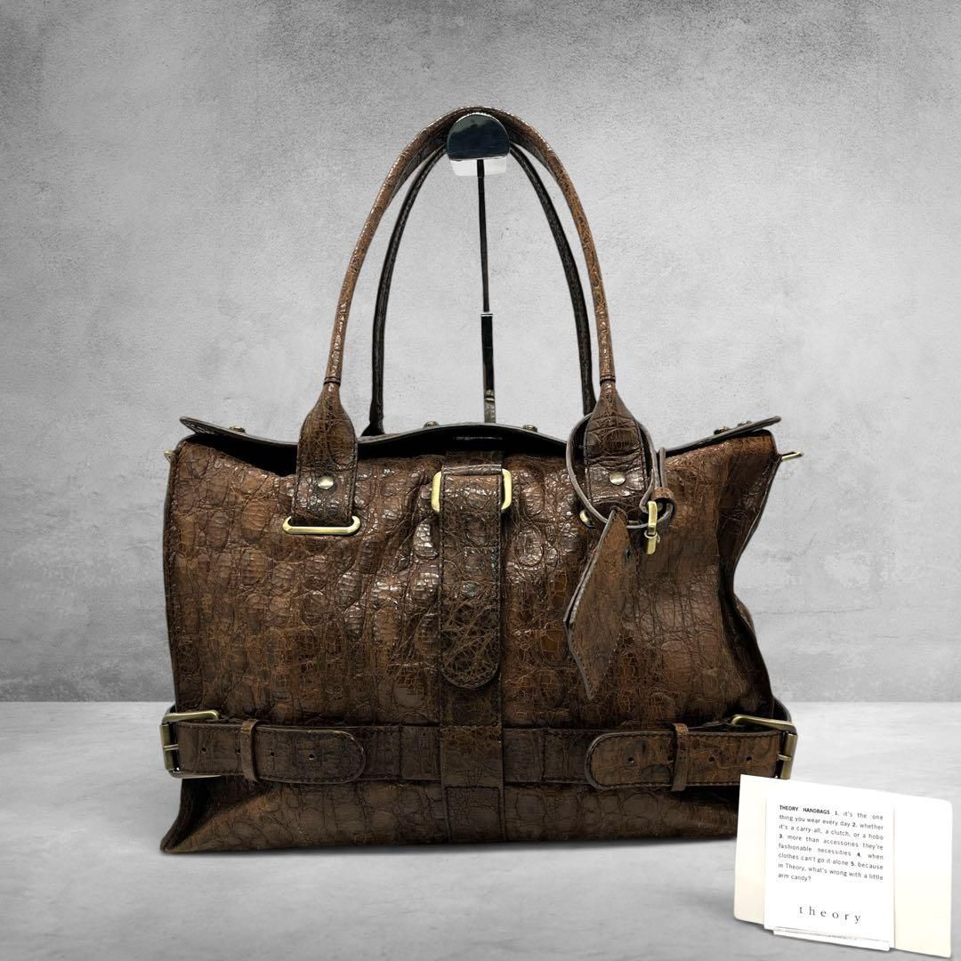 Theory Croc Embossed Leather Boston Bag 15,386円