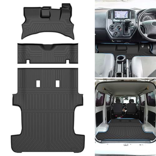 N◆Jiooy トヨタ タウンエースバン 3Dフロアマット S402M/S412M/S403M/S413M 2008年2月? 5人乗り AT車 4点セット | 車種専用設計、3D立体構造、TPE素材,汚れ防止、滑り防止、縁高設計、丸洗い可能、純正ストッパー対応