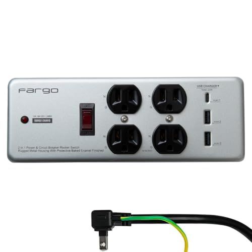 Fargo ファーゴ STEEL TAP USB-C USB-A 電源タップ スチール製 3ピン対応 アース線付き コード 壁掛け 固定 (シルバー USB, 4個口 1.8m)i c929ca65 7,654円