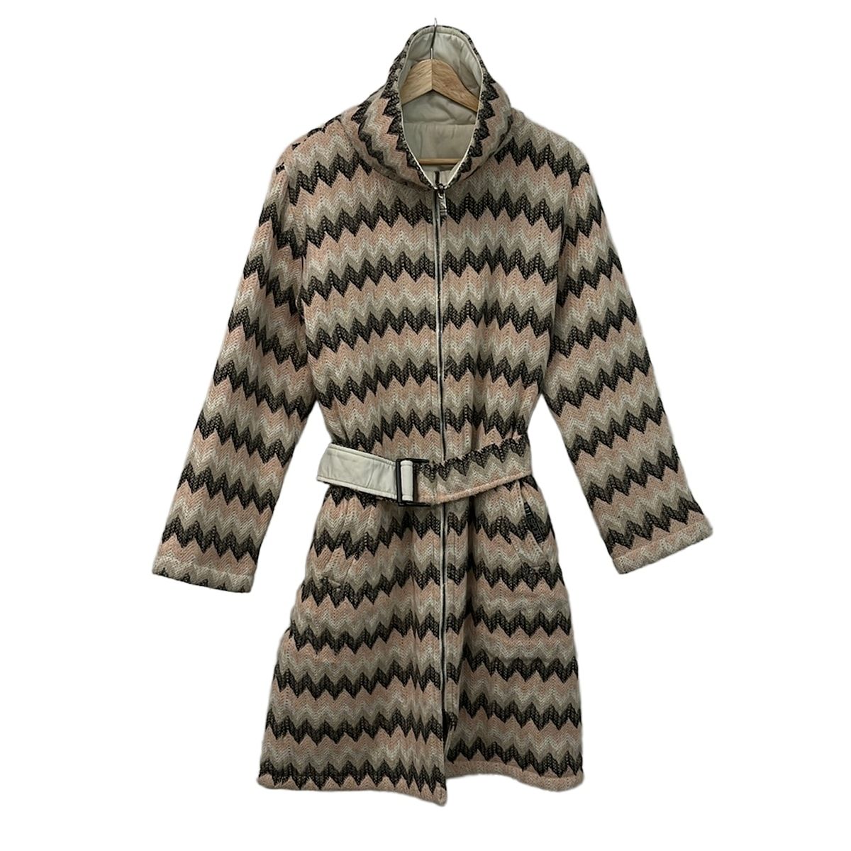 MISSONI SPORT(ミッソーニスポーツ) コート サイズ44 L レディース - ライトピンク×白×マルチ 長袖/リバーシブル/冬 8,025円