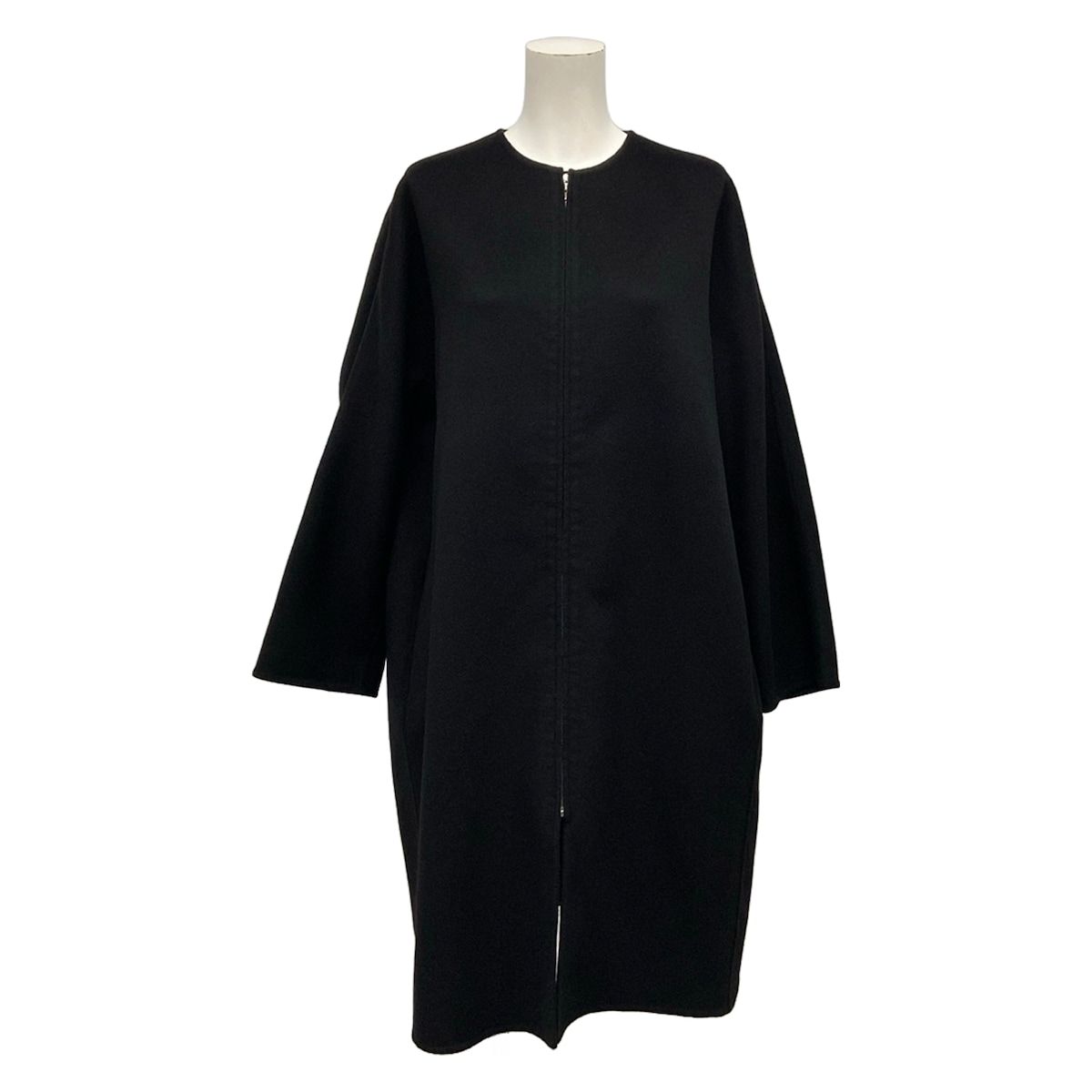 HERMES(エルメス) コート サイズ34 S レディース美品 - 黒 長袖/ジップアップ/秋/冬/ノーカラー カシミヤ