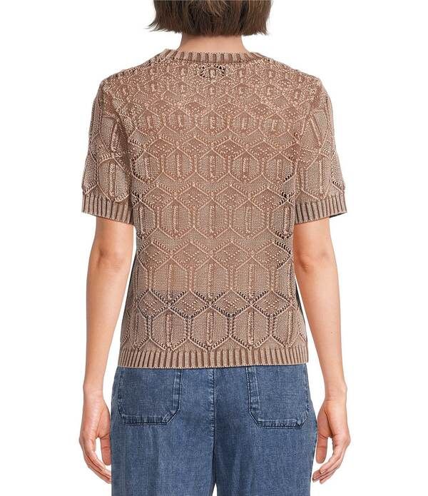 シティブルース レディース アウター ニット・セーター クルーネック City Blues Crochet Distressed Acid Wash Crew Neck Short Sleeve Sw 15,680円