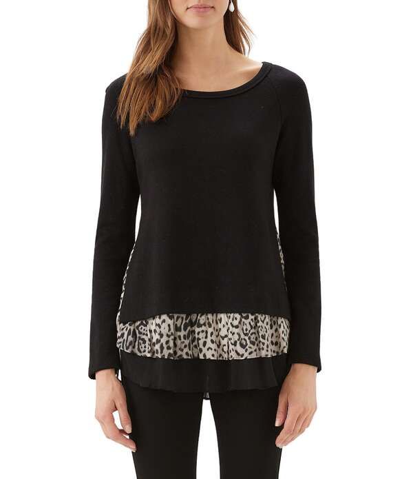カレンケーン レディース アウター ニット・セーター クルーネック コントラスト Karen Kane Laye red Contrast Leopard Crew Neck Long Sleeve 29,120円