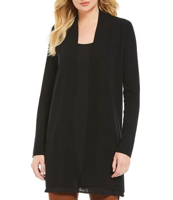 エイリーンフィッシャー レディース アウター ニット・セーター サイドスリット ウール カーディガン Eileen Fisher Simple Side Slit Open Front Merino