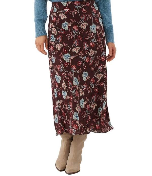 カレンケーン レディース ボトムスカート クレープ フラワー柄 ミディ フラワー Karen Kane Crepe Bordeaux Floral Bias Cut Midi Skirt Print