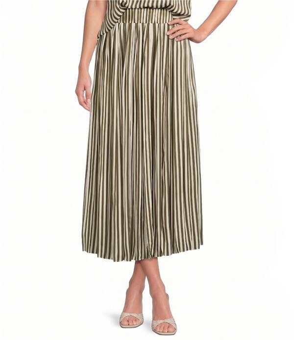 ギブソンアンドラティマー レディース ボトムスカート マキシ Gibson Latimer Striped Coordinating Maxi Skirt IvoryMoss アイボリー