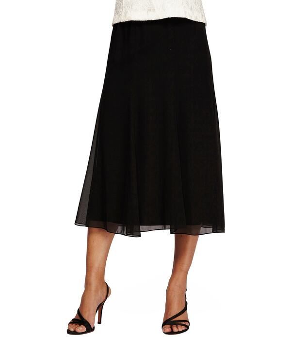 アレックスイブニングス レディース ボトムスカート シフォン A ライン ミディ Alex Evenings Chiffon ALine Midi Skirt Black ブラック