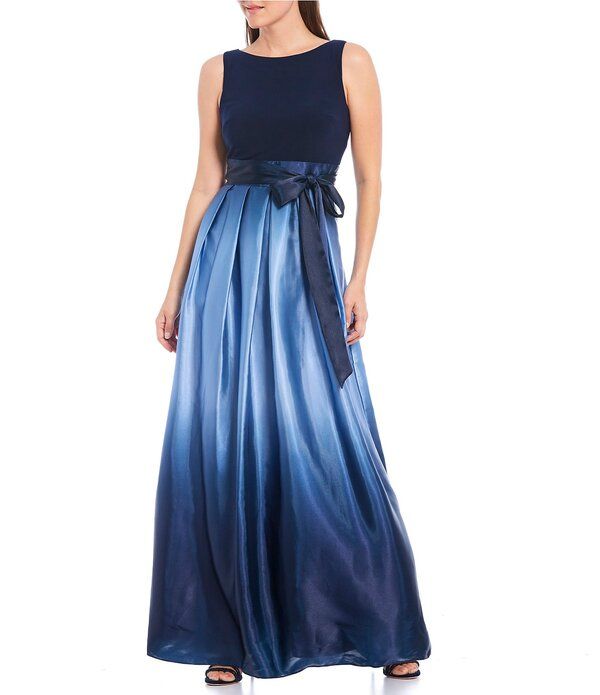 イグナイト レディース トップス ワンピース プチ サテン ノースリーブ Ignitevenings Petite Size Boat Neck Ombre Satin Bow Sleeveless