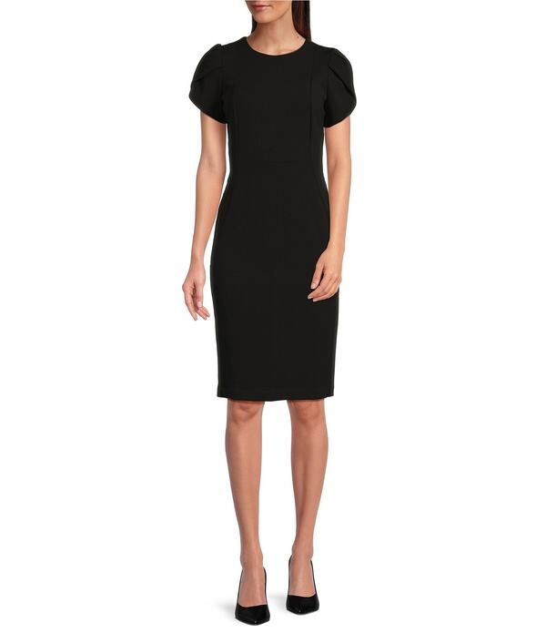 カルバンクライン レディース トップス ワンピース クルーネック Calvin Klein Crew Neck Shortulip Sleeve Solid Sheath Stretch Dress 24,336円