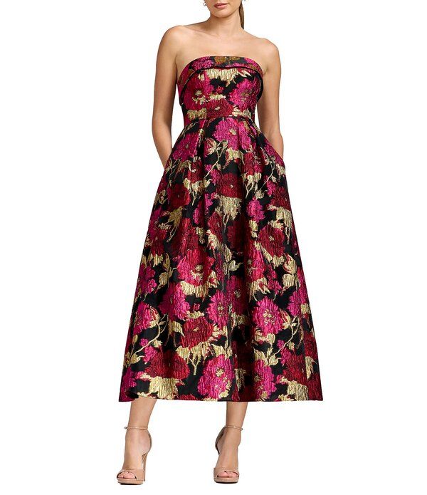 ドレスザポプレーション レディース トップス ワンピース A ライン ミディ ストラップレス Dress the Population Mika Strapless Jacquard ALine Mi 63,690円