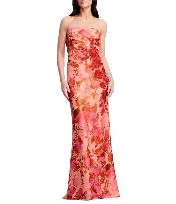 ドレスザポプレーション レディース トップス ワンピース フラワー柄 ストラップレス フラワー Dress the Population Kinley Strapless Floral Gown Pe