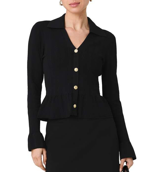 フレンチコネクション レディース アウター ニット・セーター Vネック French Connection Crinkle Knit Pointelle Collard VNeck Long Slee 27,170円