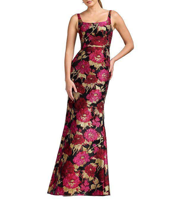 ドレスザポプレーション レディース トップス ワンピース ノースリーブ Dress the Population Lorena Sleevelessquare Neck Mermaid Gown Fu