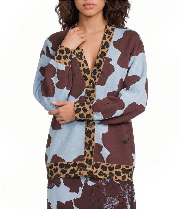 ネバーフリードレスド レディース アウター ニット・セーター Vネック フラワー柄 プリント カーディガン フラワー Never Fully Dressed Jaden Floral Print Le