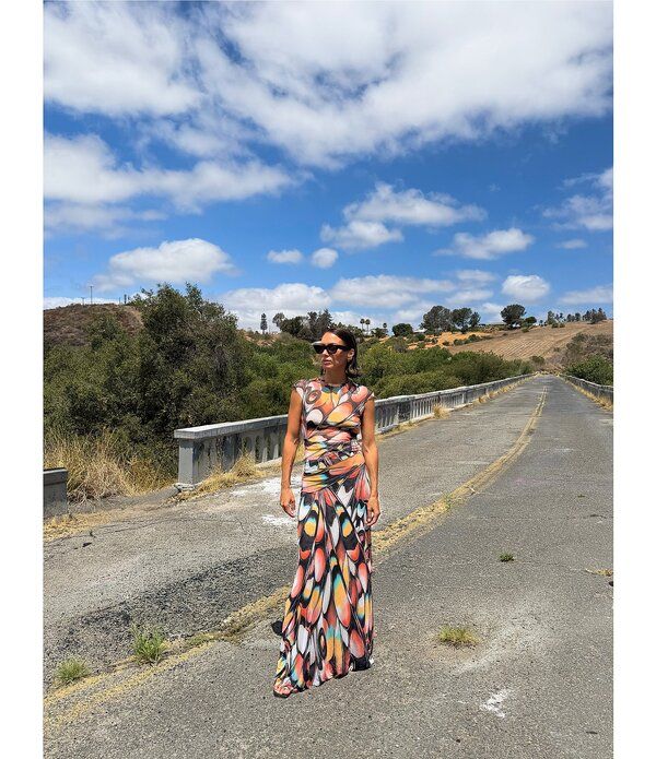 エーエフアールエム レディース ボトムスカート プリント メッシュ アンクル AFRM Sera Butterfly Printed Mesh Anklength Coordinating Skirt