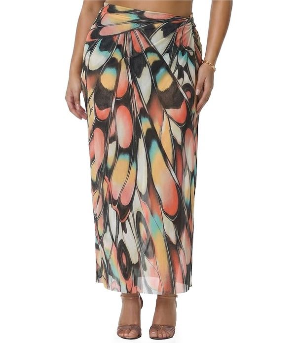 エーエフアールエム レディース ボトムスカート プラスサイズ プリント メッシュ アンクル AFRM Plusize Sera Butterfly Printed Mesh Anklength Coo