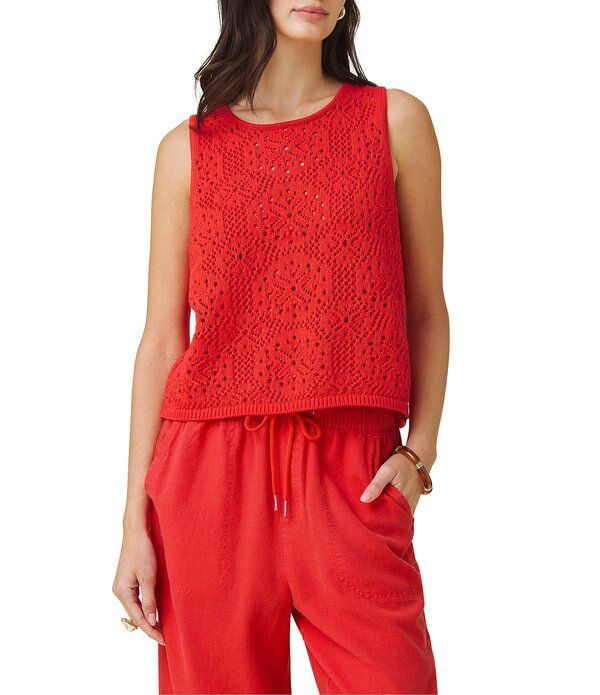 スプレンディット レディース トップス タンクトップ クルーネック ノースリーブ Splendid Beckham Crochet Crew Neck Sleeveless Tank Firework