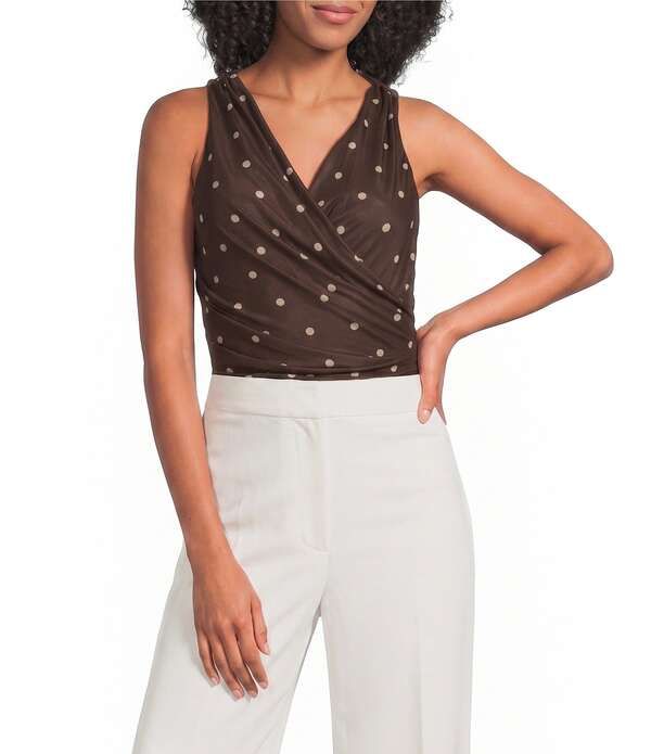 アストール レディース トップス シャツ ドット柄 Vネック ドット ノースリーブ ボディースーツ ASTR the Label Claudia Polka Dot VNeck Sleeveless