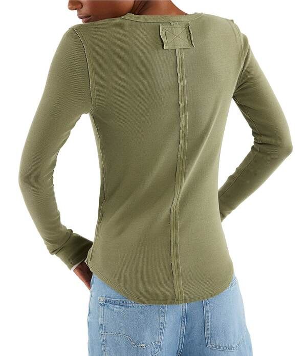 フリーピープル レディース トップス Tシャツ Vネック Free People We The Free Jamie VNeck Long Sleeve Henley Top Capulet Oliv