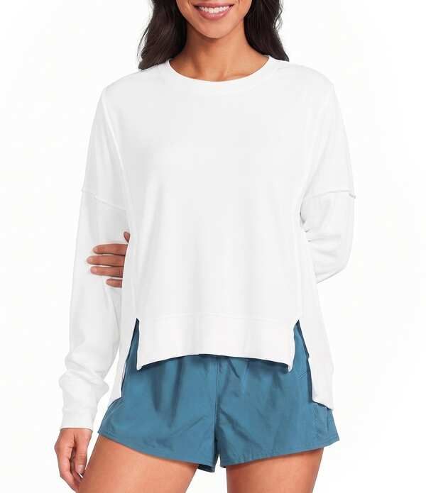 フリーピープル レディース トップス Tシャツ クルーネック Free People FP Movement All My Love Crew Neck Long Sleeve Top White ホ