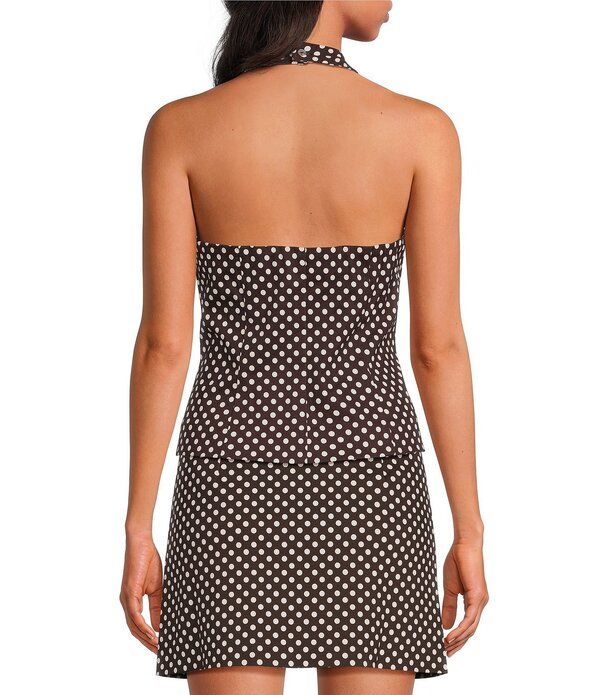 ルーシーパリ レディース アウター ベスト ドット柄 Vネック ドット プチ ノースリーブ ホルター Lucy Paris Petite Size Lea Polka Dot Halter VNeck