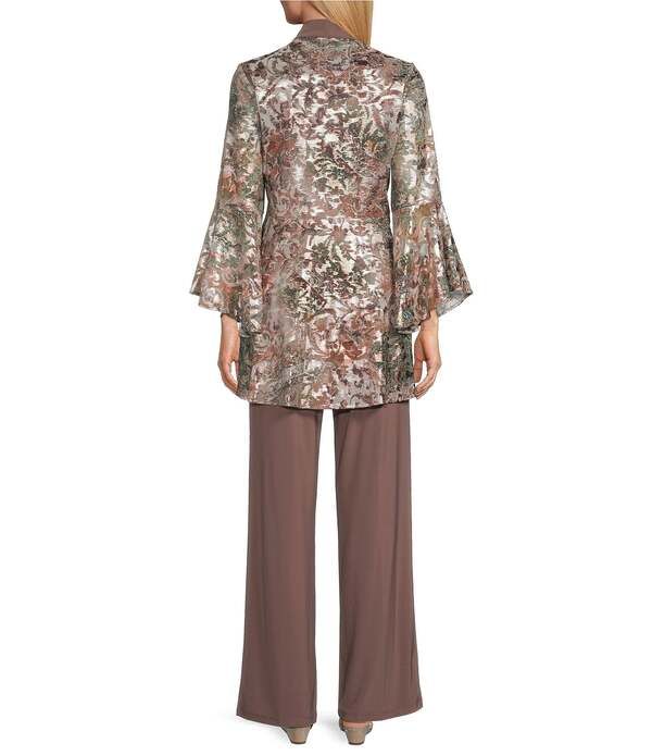 アールアンドエムリチャーズ レディース ボトムス カジュアルパンツ メッシュ レース R M Richards Foil Mesh Bell Sleeve Detachable Necklace 2P