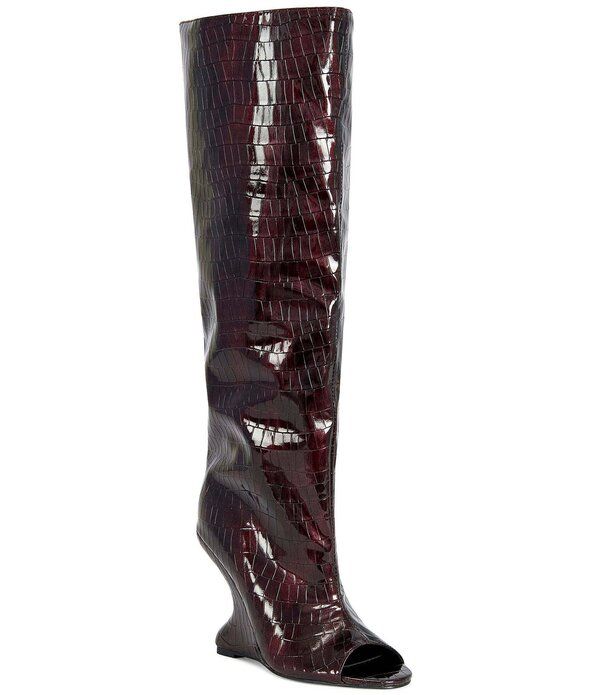 アザレア ワン レディース シューズ サンダル トール ブーツ Azalea Wang Vincent Croco Embossed Patent Peep Toe Sculptural Wedge 24,600円