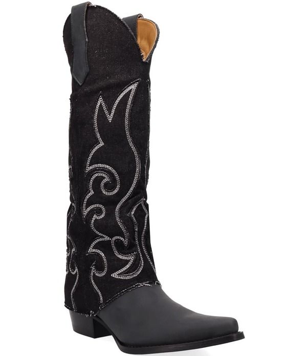 ディンゴ レディース シューズ ブーツ・レインブーツ トール デニム レザー Dingo Blue Jean Baby Leather andenim Cuffed Tall Western Boot