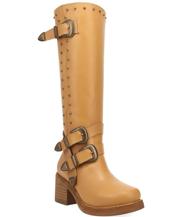 ディンゴ レディース シューズ ブーツ・レインブーツ トール レザー Dingo Fillmore Leather Studded Buckle Straps Tall Boots Plantain