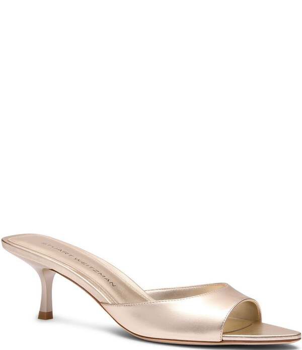 スチュアート ワイツマン レディース シューズ サンダル トール レザー ヒール Stuart Weitzman Lexington 50 Metallic Leather Kitten Heel P