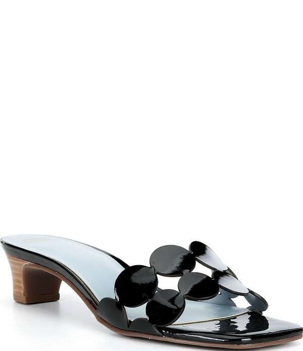 フランセスバレンタイン レディース シューズ サンダル レザー FRANCES VALENTINE Sandy Patent Leather Circle Strap Slide Sandals Bl