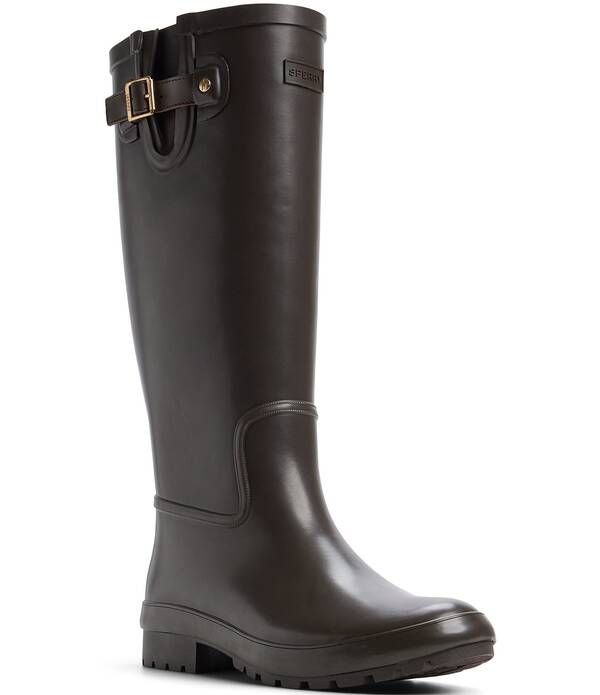 スペリー レディース シューズ ブーツ・レインブーツ トール Sperry Womens Drizzle Rubber Tall Rain Boots Dark Brown ブラウン