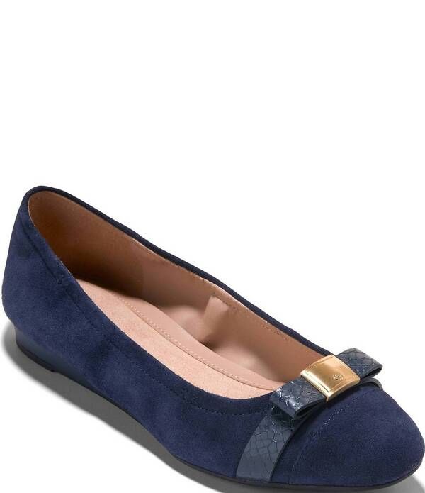 コールハーン レディース シューズ パンプスエード Cole Haan Gotova Suede Bow Ballet Flats Midnight Navy ネイビー
