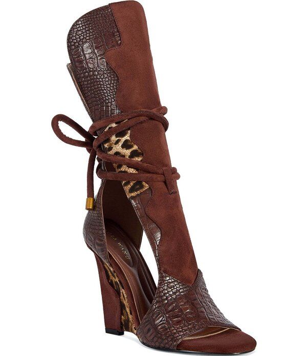 アザレア ワン レディース シューズ サンダル プリント Azalea Wang Desire Crocodilembossed Leopard Print Wedge Gladiator Sanda 21,286円