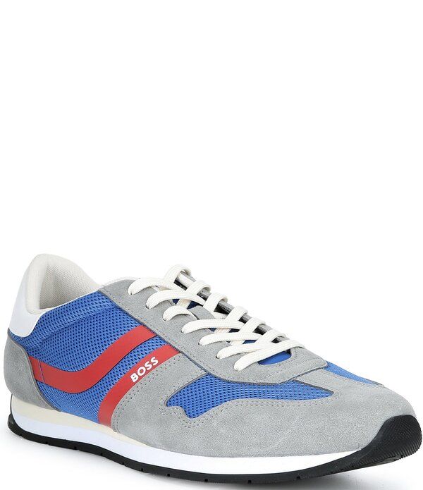 ヒューゴボス メンズ シューズ スニーカー Hugo Boss Mens Levon Color Block Runner Sneakers BlueGreyRed グレー