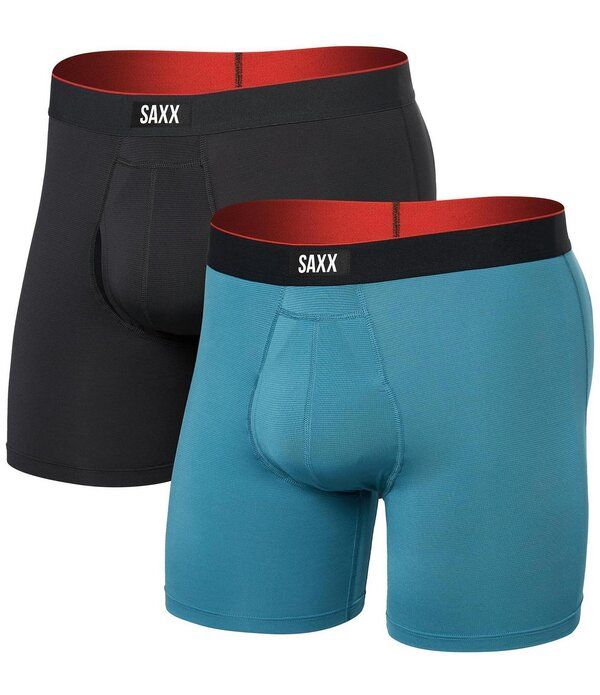 サックス メンズ アンダーウェア ボクサーパンツ メッシュ SAXX MultiSport Mesh 6 Inseam Boxer Briefs 2Pack Hydro BlueFaded Black 13,634円