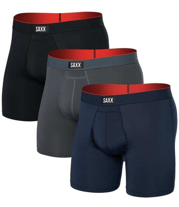 サックス メンズ アンダーウェア ボクサーパンツ メッシュ SAXX MultiSport Mesh 6 Boxer Briefs 3Pack TurbulenceNavyBlack ブラック