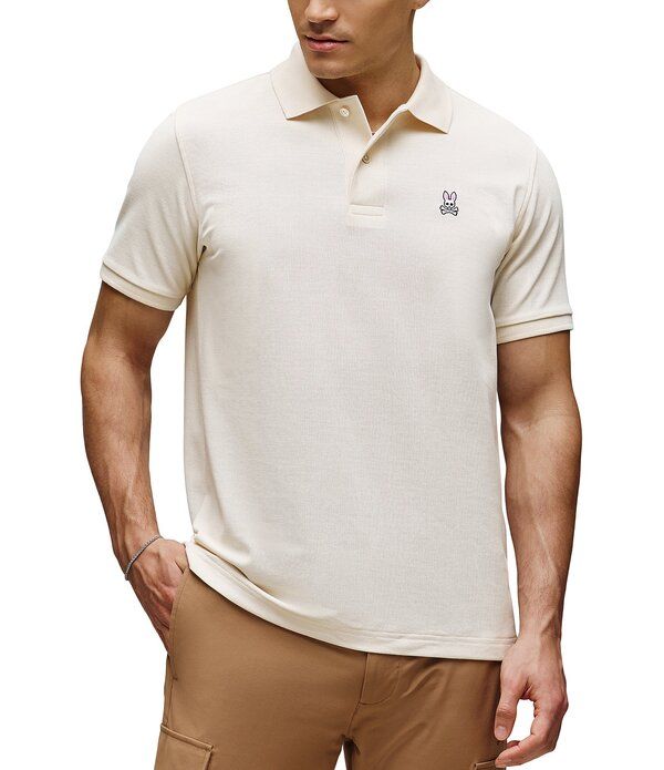 サイコバニー メンズ トップス シャツ Psycho Bunny Classic Short Sleeve Solid Polo Shirt White Cap Gray ホワイト