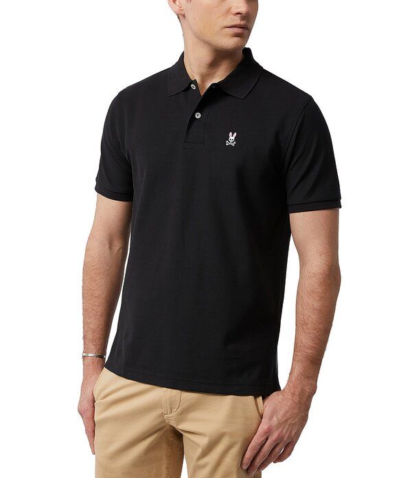 サイコバニー メンズ トップス シャツ Psycho Bunny Classic Short Sleeve Solid Polo Shirt Black ブラック