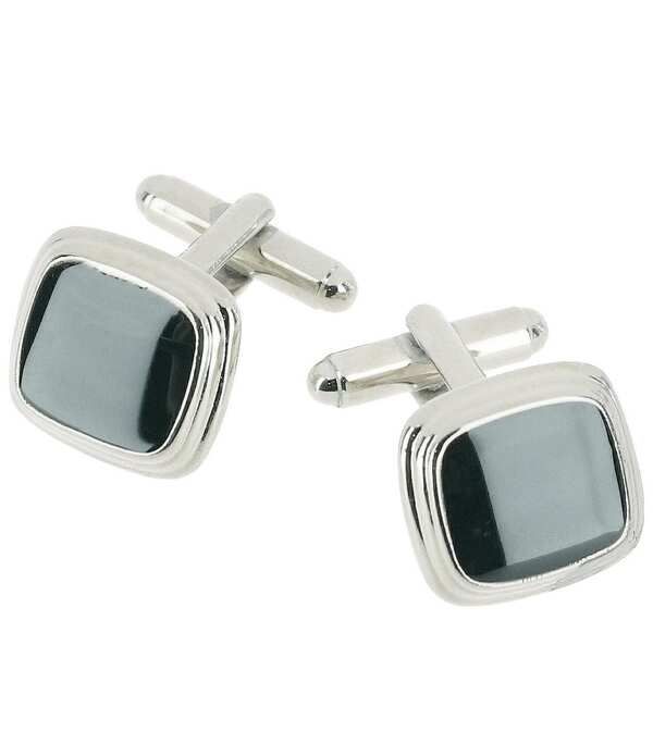 トラファルガー メンズ アクセサリー カフスボタン Trafalgar Sutton Black Lacquer Cushion Cuff Links Rhodium ブラック