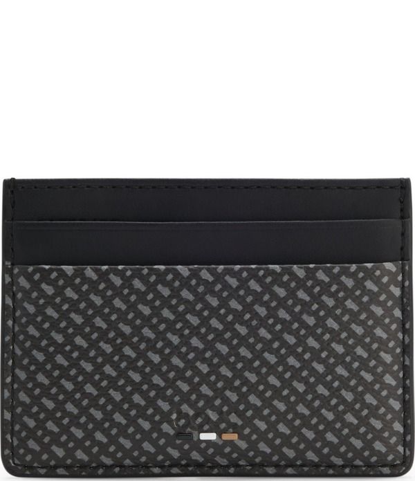 ヒューゴボス メンズ アクセサリー 財布 プリント ロゴ Hugo Boss Ray Allover Logo Print Card Holder Black ブラック