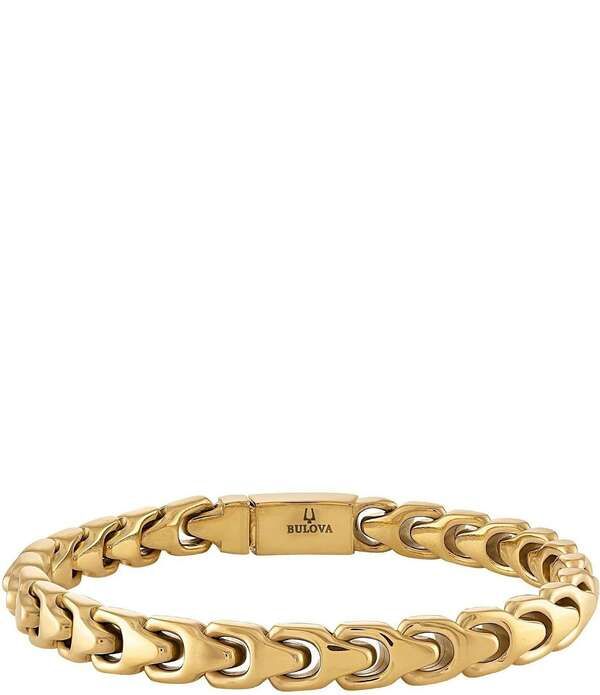 ブロバ メンズ アクセサリー カフスボタン Tシャツ Bulova Mens Gold Tone Stainlessteel Chain Line Bracelet Gold ゴールド