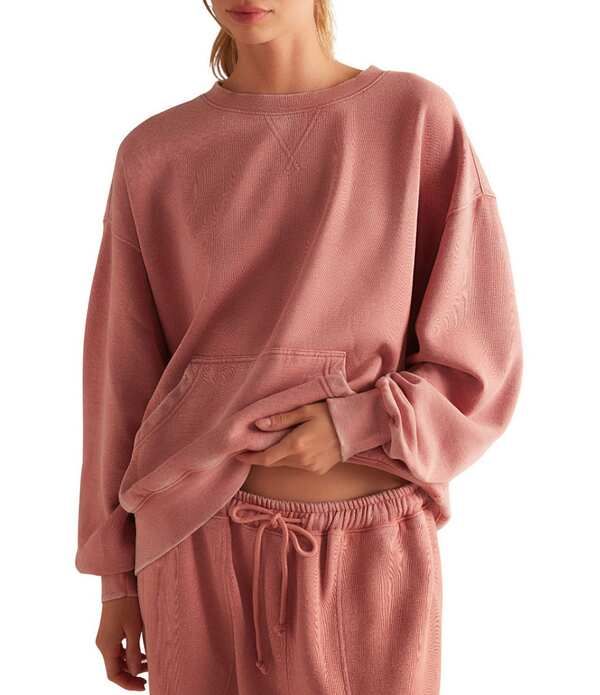 フリーピープル レディース アウター パーカー・スウェット クルーネック プラスサイズ コットン ダウン Free People Slow it Down Plush Cotton Blend Lon