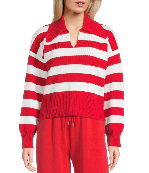カッパーキー レディース アウター ニット・セーター Copper Key Stripe Colla red Sweate redIvory アイボリー 14,985円