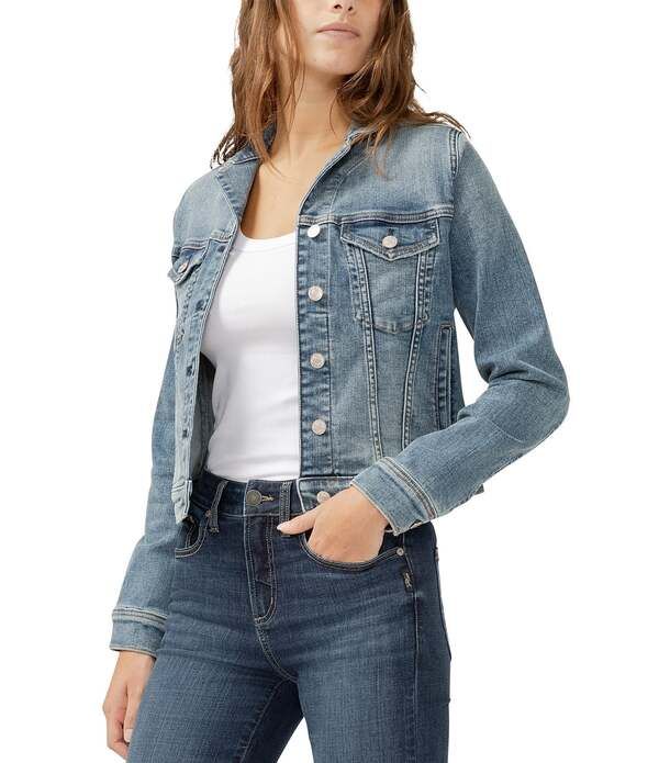 シルバー ジーンズ レディース アウター ジャケット・ブルゾン クロップド デニム Silver Jeans Co Long Sleeve Croppedenim Jacket Indigo インディ